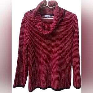 Calvin Klein Women's Red and Black Cowl Neck Tunic Sweater Size Small BNWOT